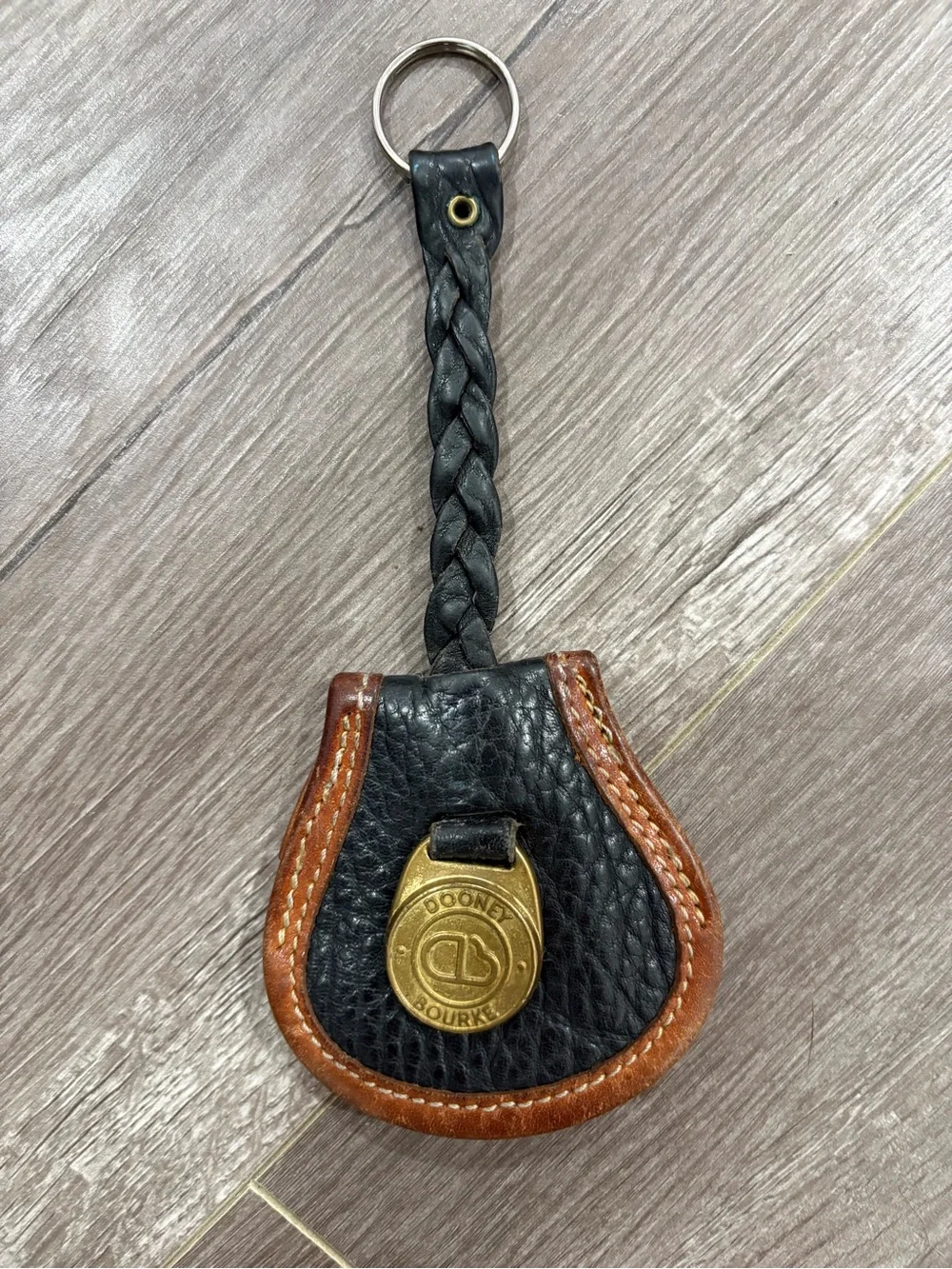 Dooney & Bourke Navy and Tan Pebbled Leather Doctor Bag